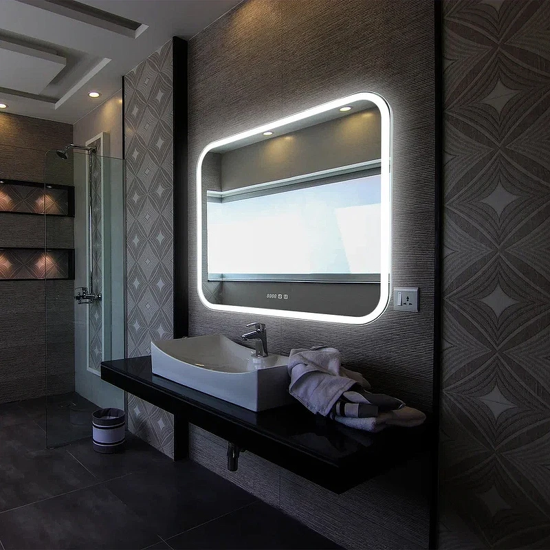 Зеркало Silver Mirrors Стив-3 100 ФР-00001650 с подсветкой с сенсорным выключателем с часами и подогревом стекло