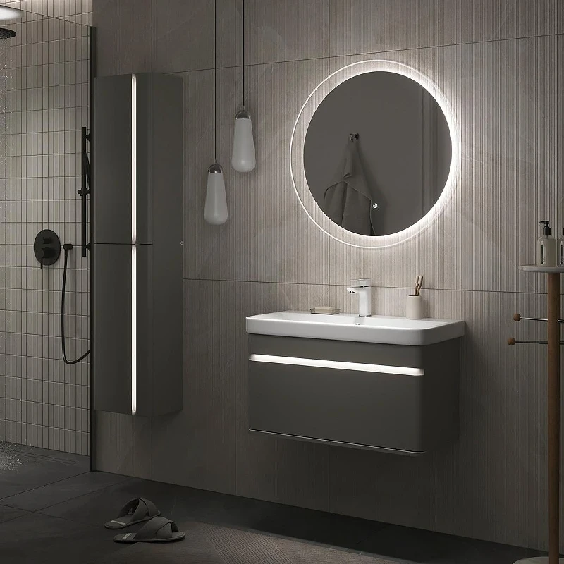 Зеркало Equil Elegante 80 zkELGNT.LED.D80-25 с подсветкой цвет Амарок с сенсорным выключателем