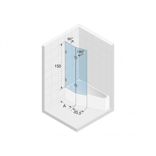 Шторка на ванну Riho VZ Scandic NXT X500 Geta 170 121 L G001167121 профиль Черный матовый стекло прозрачное