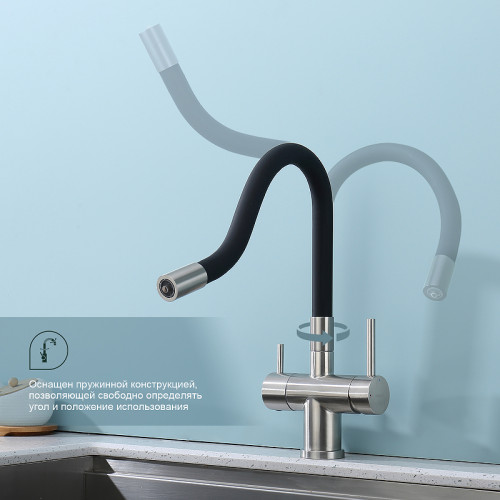 Смеситель для кухни Splenka S70.64.05 Сатин Черный латунь