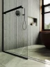 Душевая перегородка Maybah Glass MGD-720-6у 690x1950 в узком профиле Черный стекло прозрачное