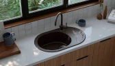 Кухонная мойка Ulgran Classic U-610-308 Черная искусственный камень (литьевой мрамор) встраиваемый