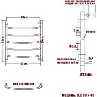 Водяной полотенцесушитель Ника Arc ЛД 60/40 Белый матовый нержавеющая сталь