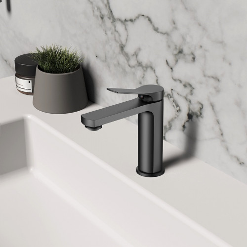 Смеситель для раковины Vincea Arco VBF-4AR01MB Черный матовый латунь