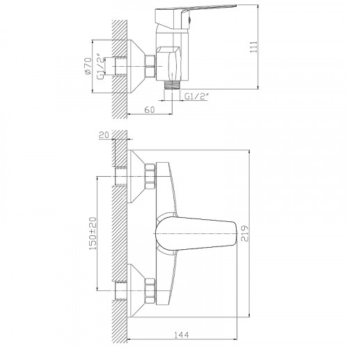 Смеситель для душа Rossinka S35-41 Хром