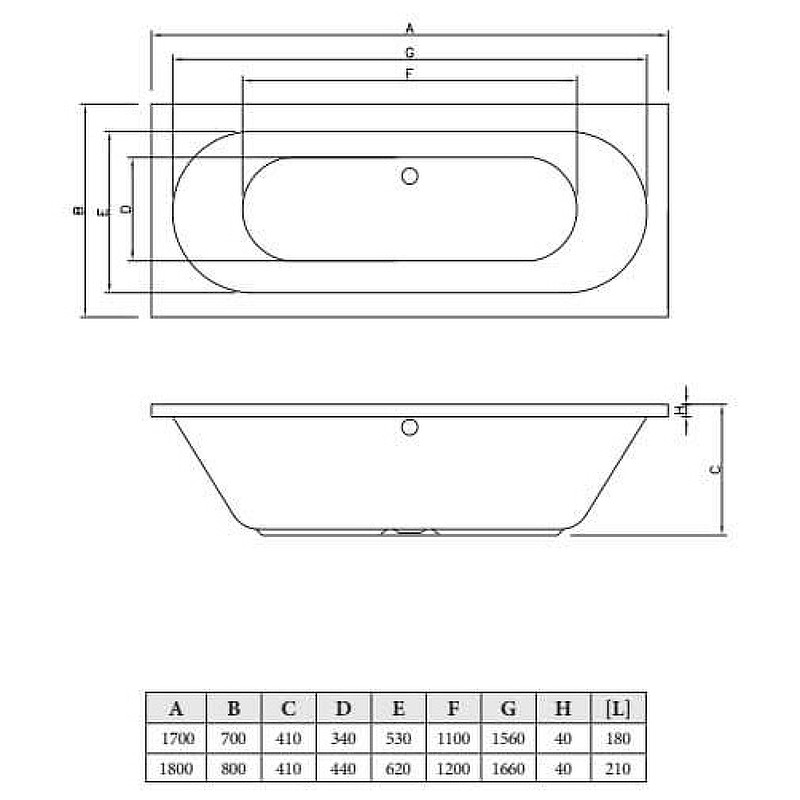 Акриловая ванна C-Bath Cora 170x70 CBQ001001 без гидромассажа