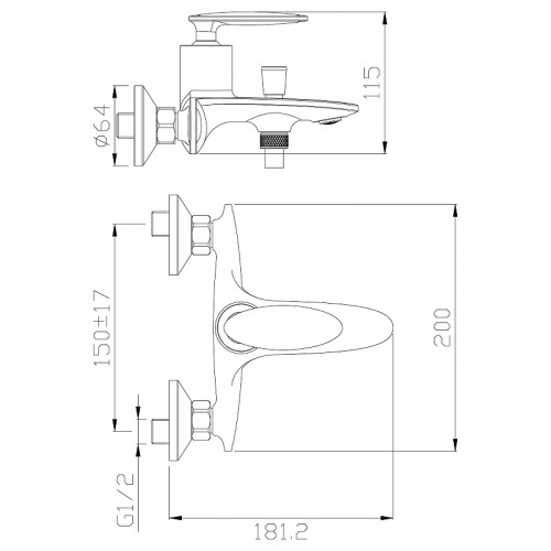 Смеситель для ванны Rossinka RS30-31 Хром