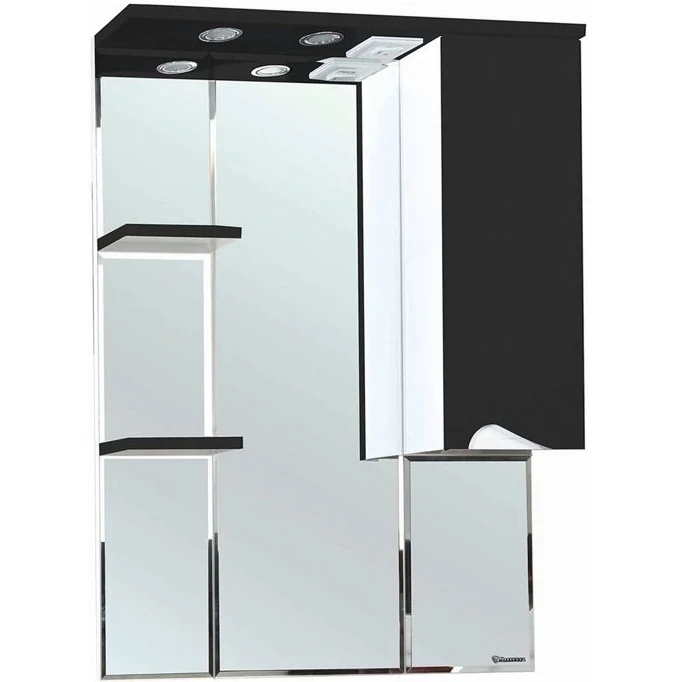 Зеркало со шкафом Bellezza Эйфория 80 R 4619113001048 с подсветкой Черное МДФ / ЛДСП, стекло