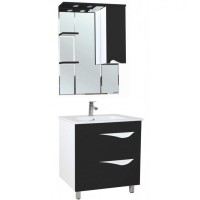 Зеркало со шкафом Bellezza Эйфория 80 R 4619113001048 с подсветкой Черное МДФ / ЛДСП, стекло