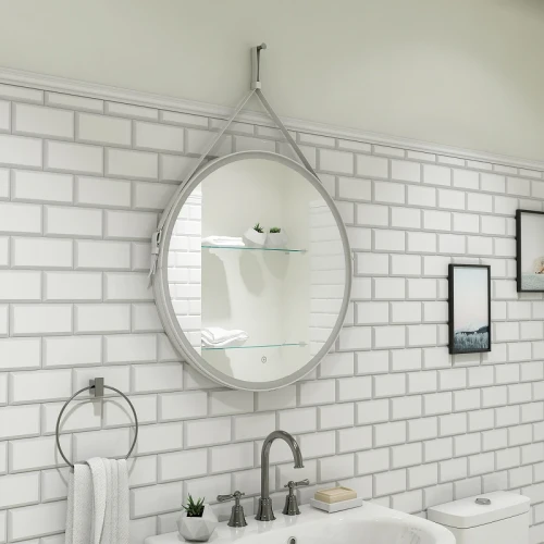 Зеркало Art&Max Milan AM-Mil-800-DS-F с подсветкой с сенсорным выключателем Белое стекло