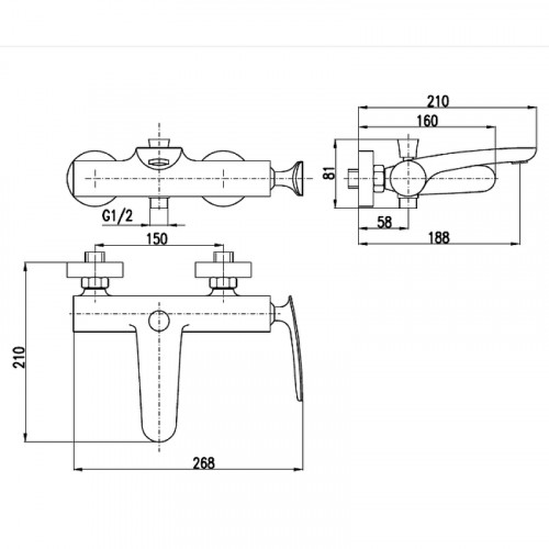 Смеситель для ванны Rav Slezak Tigris TG154.5BC Белый Хром на стену