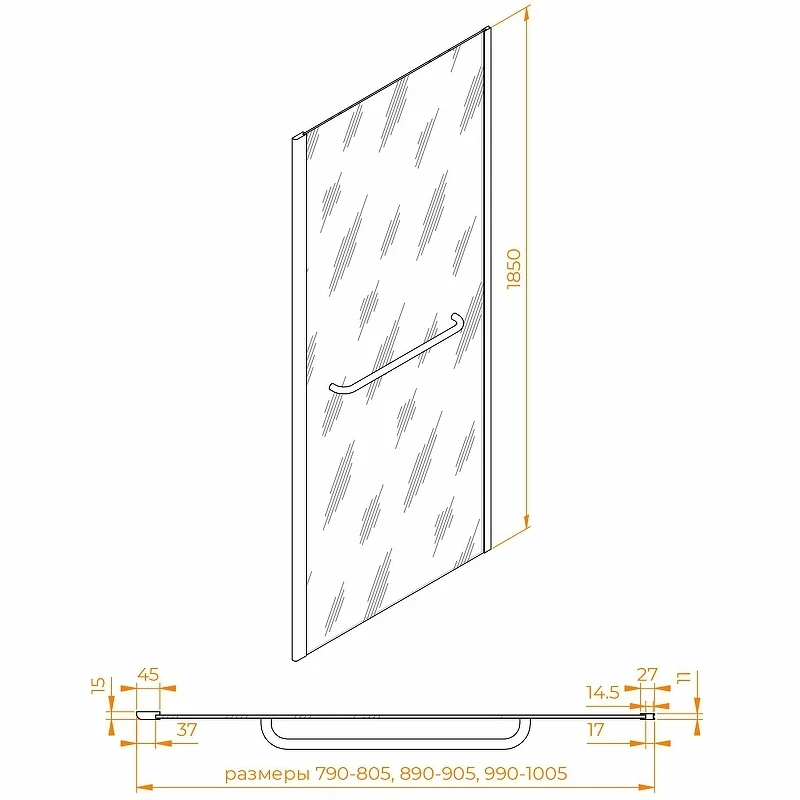 Душевая стенка RGW Z-060-1 80 352206108-11 профиль Хром стекло прозрачное