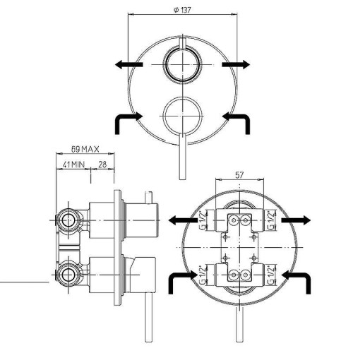 Смеситель для душа Paini Cox 78PW6911 цвет Никель брашированный
