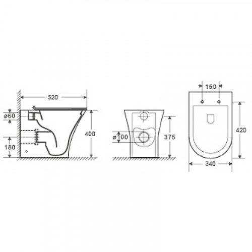 Унитаз Ceruttispa Bernina F CT7842 приставной с сиденьем Микролифт фаянс приставной