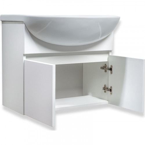 Тумба под раковину Runo Лада 60 00-00001368 подвесная Белая МДФ / ЛДСП
