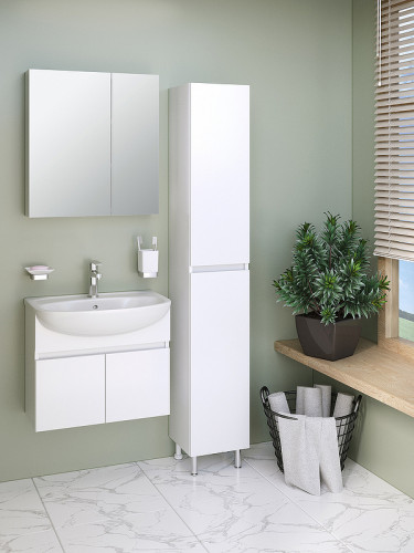 Тумба под раковину Runo Лада 60 00-00001368 подвесная Белая МДФ / ЛДСП