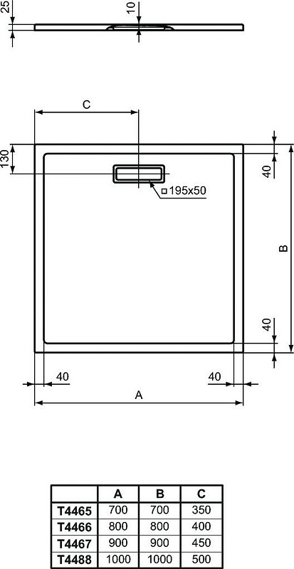 Акриловый поддон для душа Ideal Standard Ultraflat New 100х100 T448801 Белый