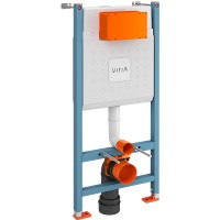 Комплект унитаза с инсталляцией Vitra Integra Square 9856B003-7207 с сиденьем Микролифт и клавишей смыва Хром глянцевый фарфор подвесной