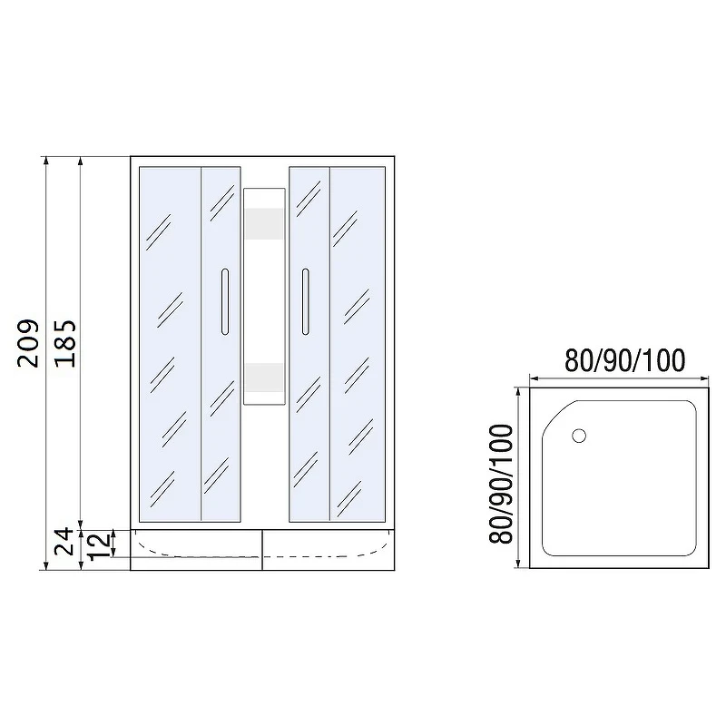 Душевой уголок River Morava XL 80x80 MT 10000008323 с поддоном