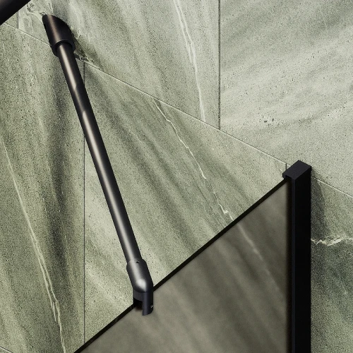 Шторка на ванну Maybah Glass MGV-73-6ш 500x1400 в широком профиле Черный стекло бронзовое матовое