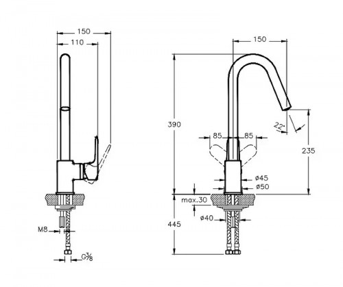 Смеситель для кухни Vitra Root Round A4274234EXP Никель