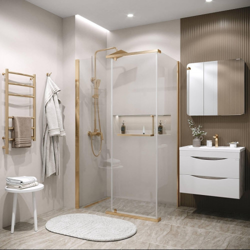 Душевая стенка Grossman Pragma 100 200.K33.03.100.32.00 профиль Золото сатин стекло прозрачное