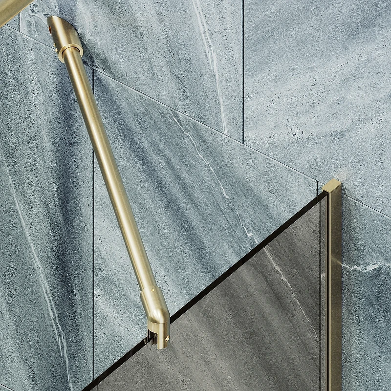 Шторка на ванну Maybah Glass MGV-139-3у 540x1400 в узком профиле Золото стекло бронзовое