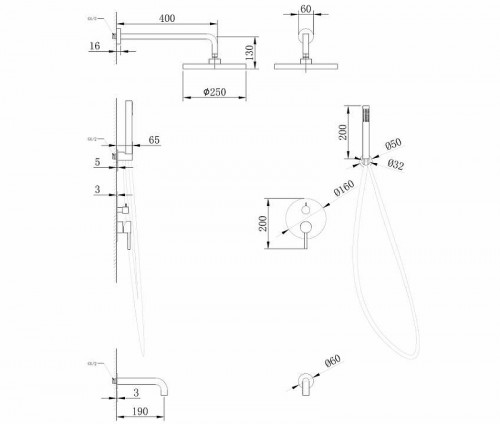 Душевая система Abber Wasser Kreis AF8117G Золото матовое