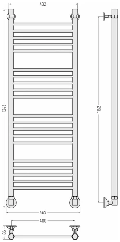Водяной полотенцесушитель Сунержа Аксиома-10 120x40 00661-1240 Без покрытия