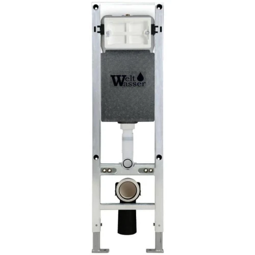 Комплект унитаза с инсталляцией WeltWasser AMBERG 350 ST + GELBACH 043 GL-WT + AMBERG RD-BL 10000011846 цвет Белый глянцевый с сиденьем Микролифт и клавишей смыва цвет Черный