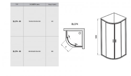 Душевой уголок Ravak Blix BLCP4-90 90x90 3B270100ZG профиль Белый стекло Grape