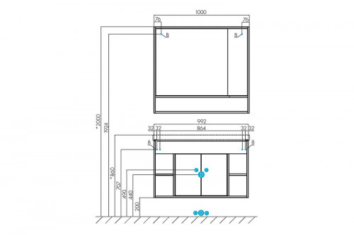 Зеркало со шкафом Aquaton Флай 100 1A237802FAX10 Белый Дуб крафт МДФ / ЛДСП, стекло