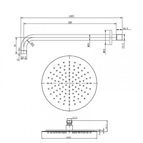 Верхний душ Caprigo Parts 99-523-BRG Золото матовое латунь на стену