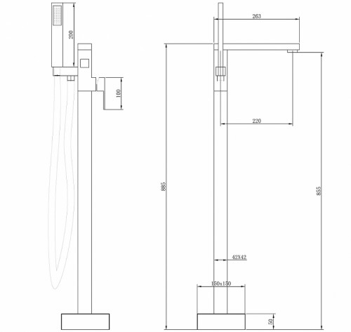Смеситель для ванны Abber Daheim AF8215B Черный матовый латунь на пол