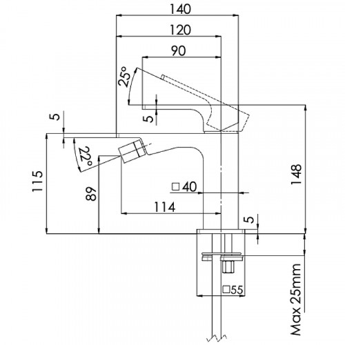 Смеситель для биде Remer Absolute AU22NO Черный матовый латунь