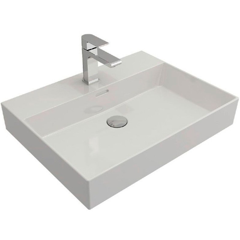 Раковина Creto Bocchi Milano 80 1377-001-0126 Белая фарфор подвесная, накладная
