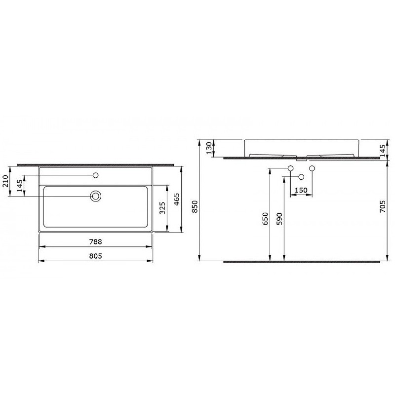 Раковина Creto Bocchi Milano 80 1377-001-0126 Белая фарфор подвесная, накладная