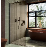 Душевая перегородка Maybah Glass MGD-678-6ш 1090x1950 в широком профиле Черный стекло бронзовое