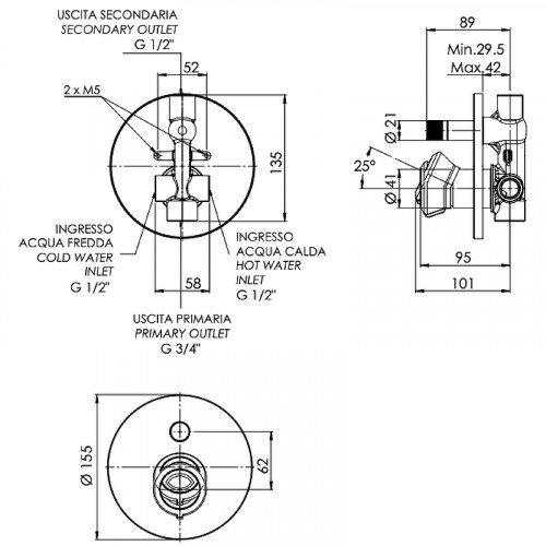Смеситель для душа Remer Element ET09H Хром латунь встраиваемый
