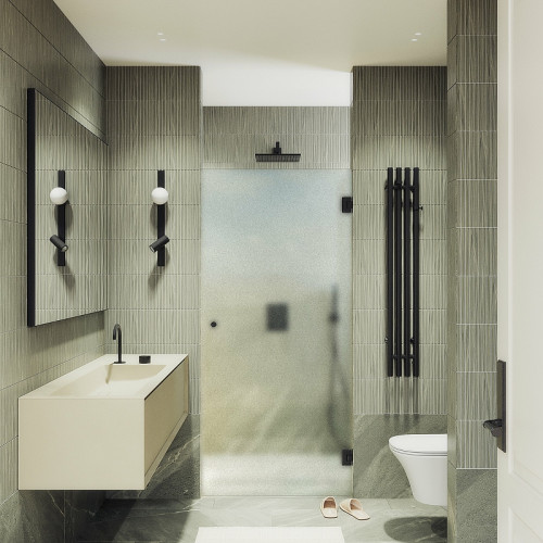 Душевая дверь Maybah Glass MGD-527-6 905x1950 на петлях Черный стекло сатиновое