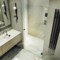 Душевая дверь Maybah Glass MGD-527-6 905x1950 на петлях Черный стекло сатиновое
