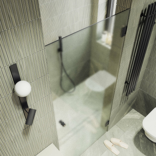 Душевая дверь Maybah Glass MGD-527-6 905x1950 на петлях Черный стекло сатиновое