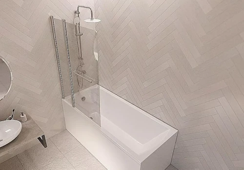 Шторка на ванну 1MarKa 85x150 P-05 профиль Хром стекло прозрачное