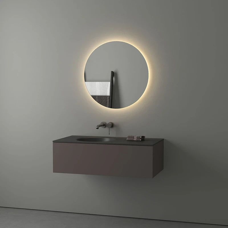 Зеркало Evoform Ledshine d70 BY 2554 с подсветкой 18 W - без выключателя - теплый белый свет стекло
