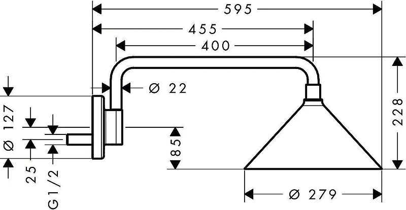 Верхний душ Axor Showerpipe Front 26021300 цвет Полированное красное золото