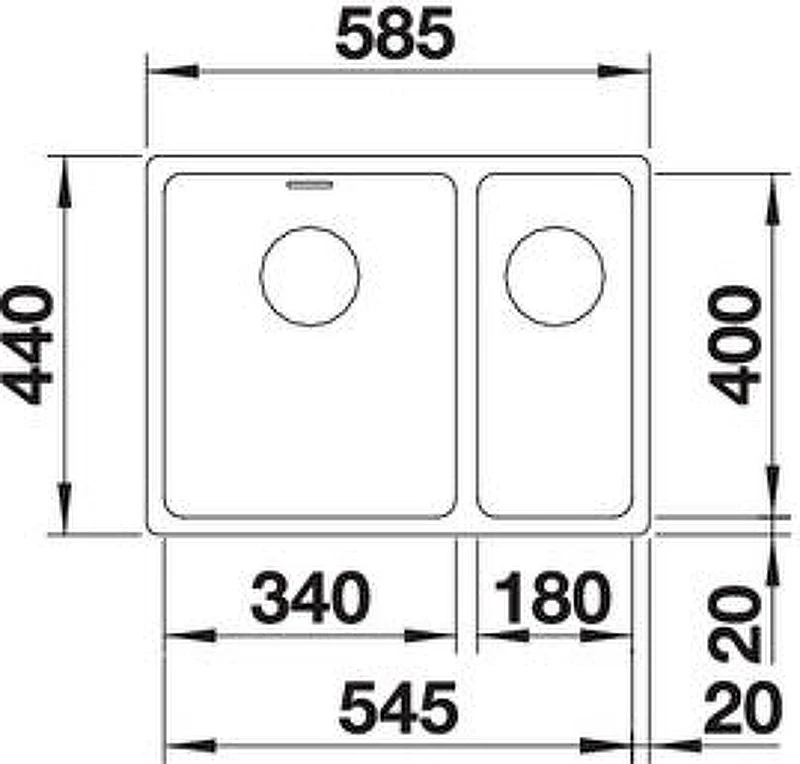 Кухонная мойка Blanco Andano 340/180-U 522979 Нержавеющая сталь с зеркальной полировкой нержавеющая сталь встраиваемый