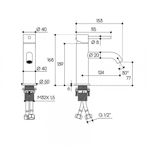 Смеситель для раковины Aqueduto CANO CAN0250 цвет Шлифованное золото