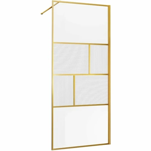 Душевая перегородка Vincea Walk-In 90 VSW-1HC900CFBG профиль Брашированное золото стекло прозрачное/рифленое