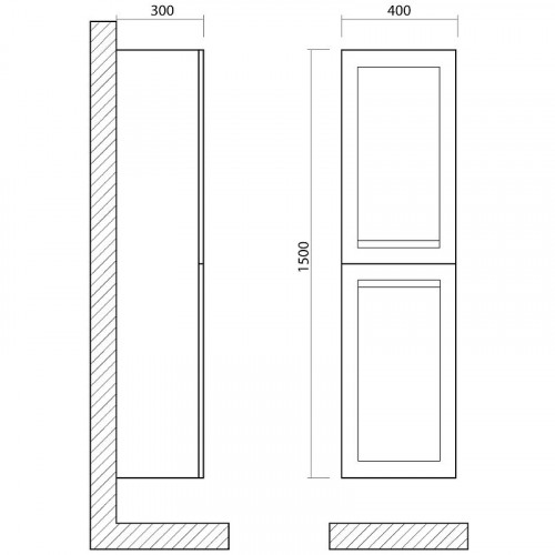 Шкаф пенал Art&amp;Max AM-Platino-1500-2A-SO-BL подвесной Белый глянец МДФ / ЛДСП