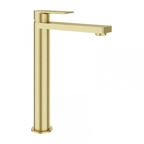Смеситель для раковины Aqueduto Geomerico L GEO0350 цвет Шлифованное золото